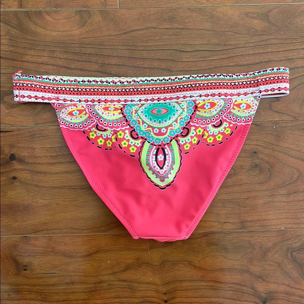 Pink Colorful Aztec Patterned Bikini Bottom